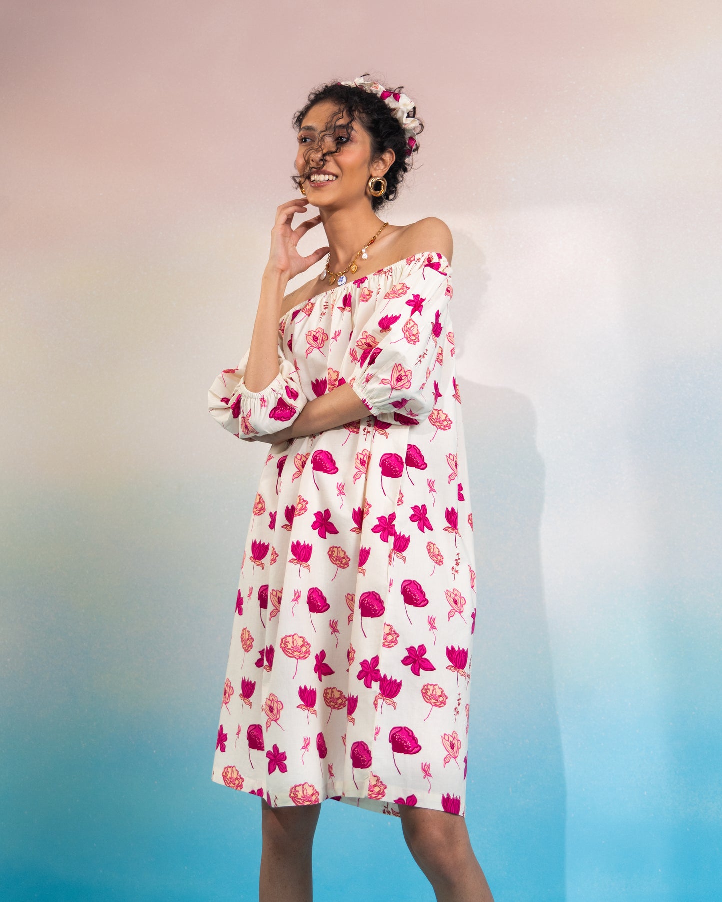 BLOOMCORE OFF SHOULDER DRESS