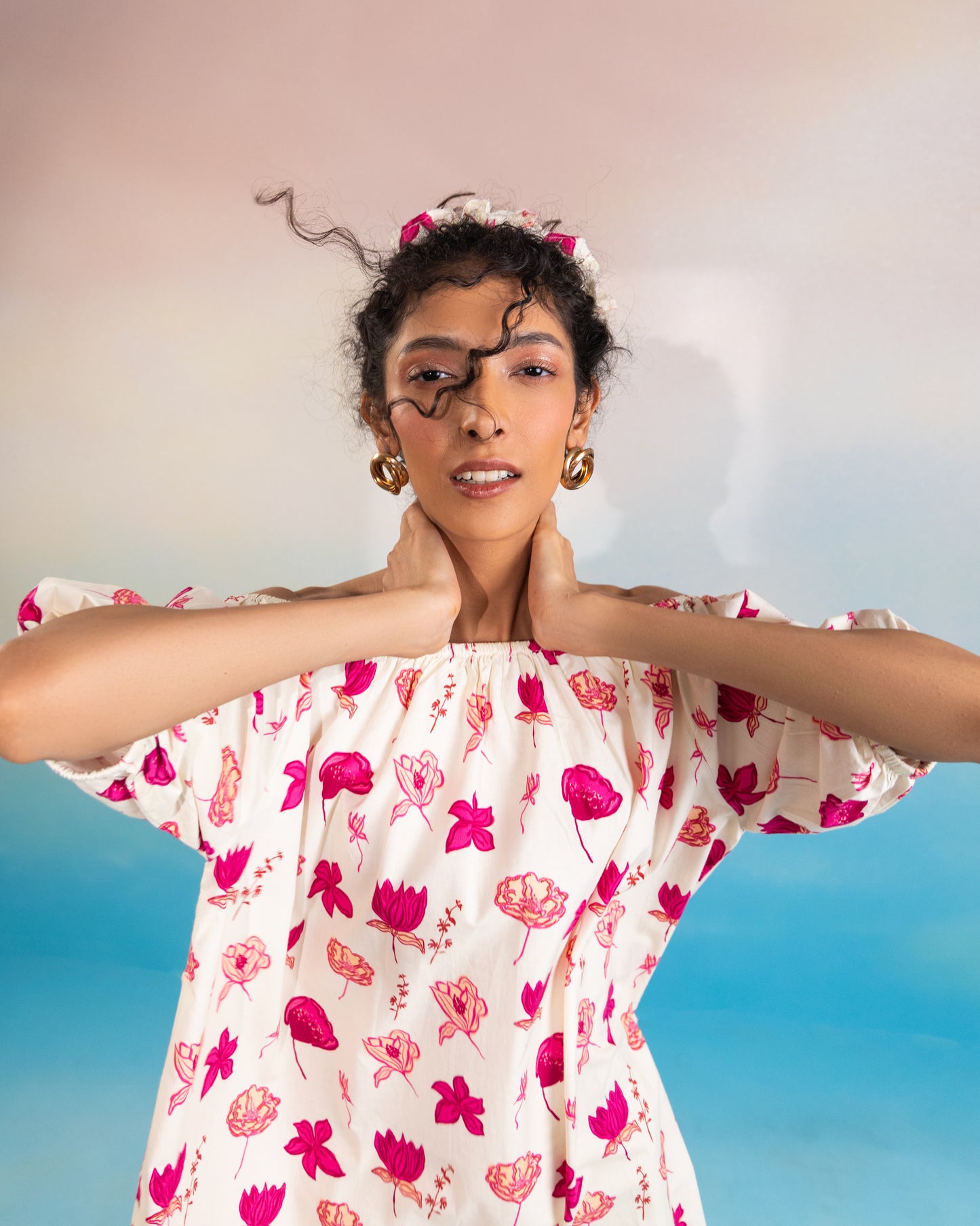 BLOOMCORE OFF SHOULDER DRESS