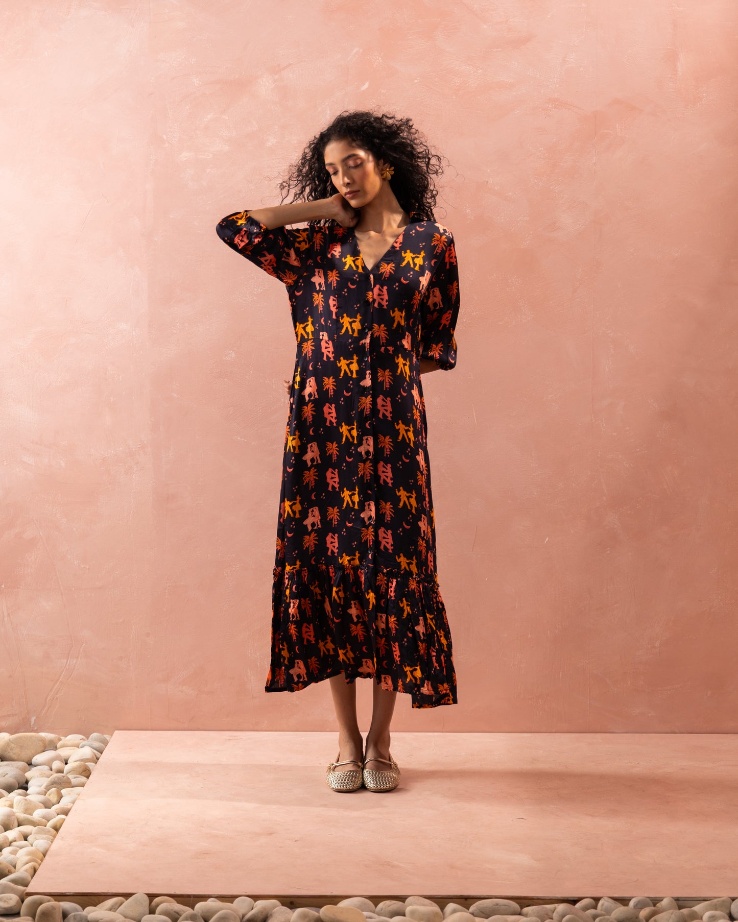DANCE TOWN BUTTONED MAXI DRESS
