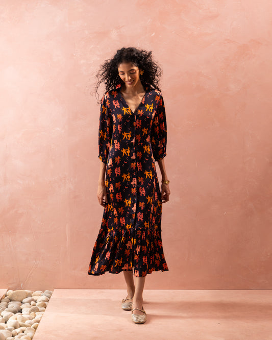 DANCE TOWN BUTTONED MAXI DRESS