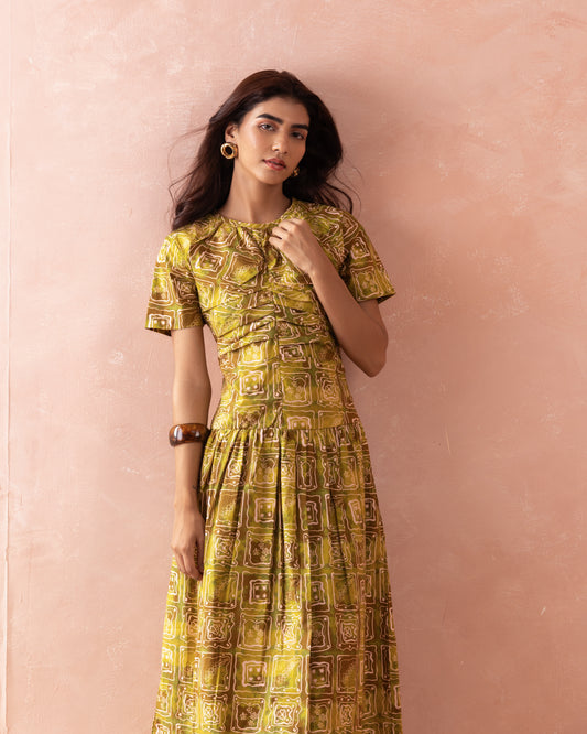 FIELD BLOOM GATHERED MAXI DRESS