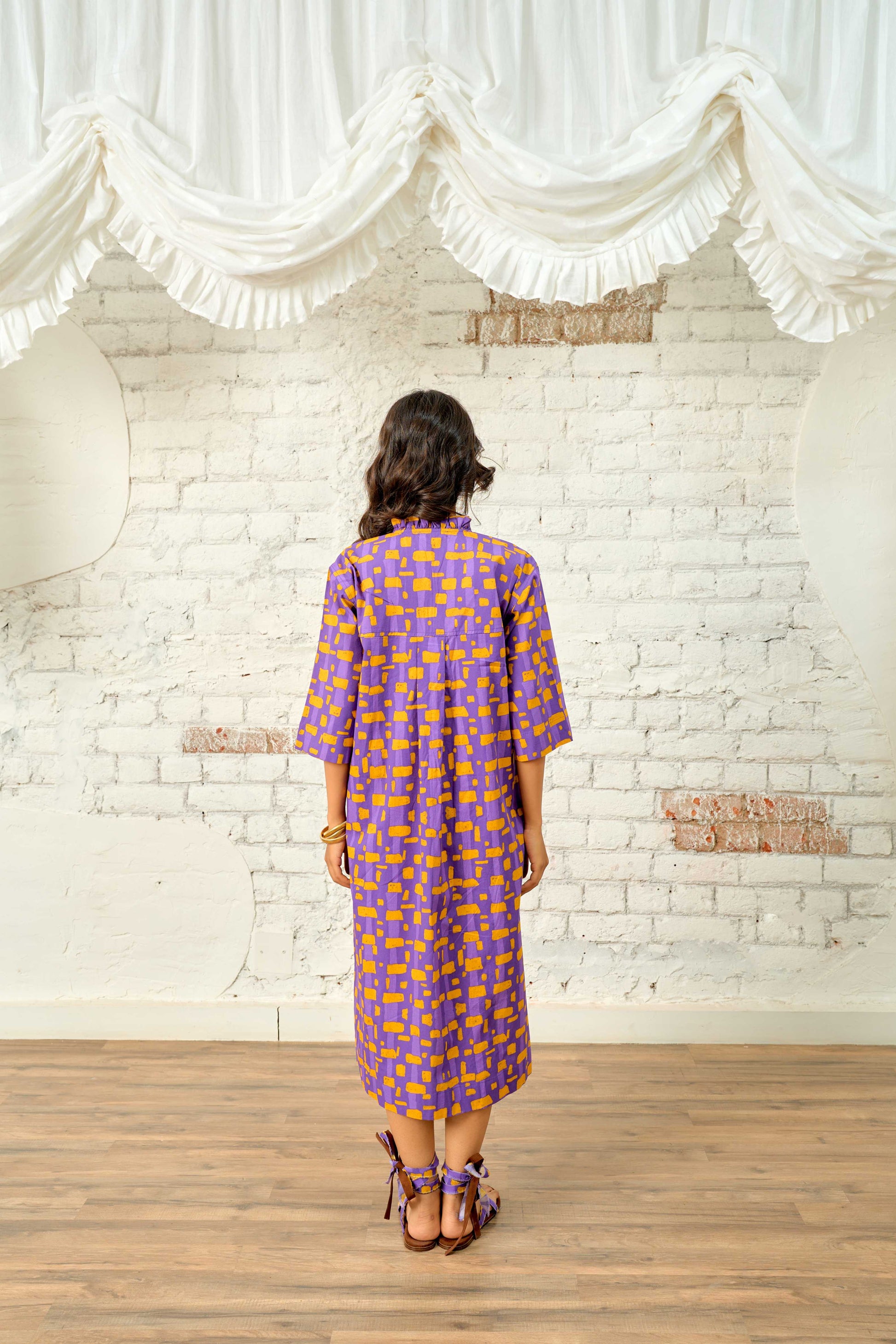 MOSAIC CHECK KAFTAN DRESS - by totguise